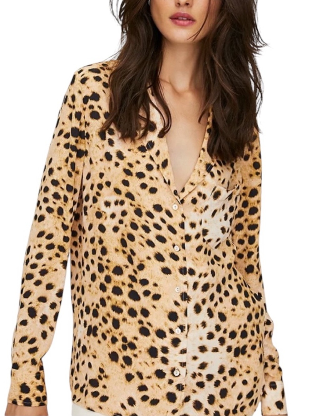 Wilfred Briona button down long sleeve leopard print top L excellent condition